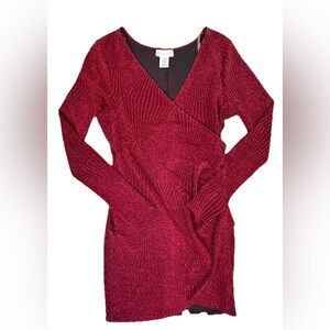 Altar’d State Raisin Red Sparkly Ruched Cocktail Party Dress NWT Size Large